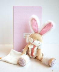 Doudou Darčeková sada - plyšový zajačik s dečkou 31 cm ružový