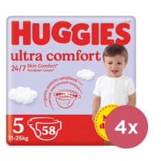 Huggies 4x Plienky jednorazové Ultra Comfort Mega 5 (11-25 kg) 58 ks