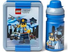 LEGO Box desiatový 20 x 17,3 x 7,1 cm + fľaša 390 ml, PP + silikón CITY sada 2diel.