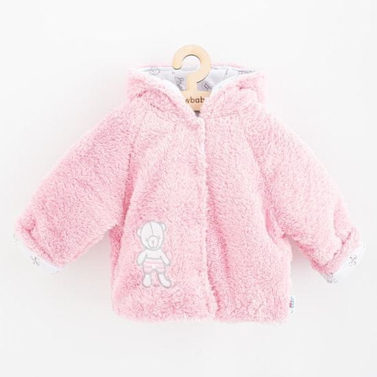 NEW BABY Zimný kabátik Nice Bear ružový - 62 (3-6m)