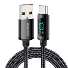 USB A - Type C TURBO 100W 5A rýchlonabíjací + data LED kábel 1M/2M