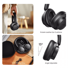 Ugreen Wireless Headphones (90422) - Noise Canceling, 5 Microphones, Travel Case and 3D Spatial Sound - Black