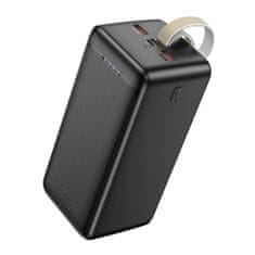 Hoco Power Bank Smart (J111D) - 2x USB, Type-C, Micro-USB, PD30W, with LED for Battery Check and Lanyard, 50000mAh - Black