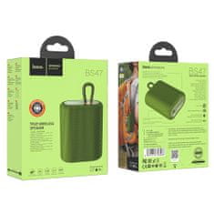 Hoco Wireless Speaker Uno Sports (BS47) - Bluetooth, FM, TF Card, TWS, 5W, 1200mAh - Army Green