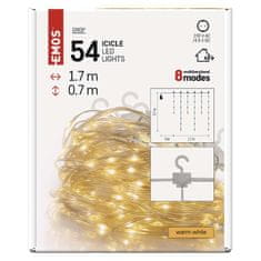 EMOS LED vianočná drop reťaz – cencúle, 1,7 m, vonkajšia aj vnútorná, teplá biela, programy
