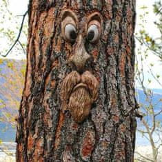 HOME & MARKER® Záhradná dekorácia na strom Starý usmievavý muž – tvár B | SCULPTURE