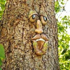 HOME & MARKER® Záhradná dekorácia na strom Starý usmievavý muž – tvár A | SCULPTURE