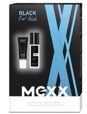 Mexx Black Man - deodorant s rozprašovačem 75 ml + sprchový gel 50 ml