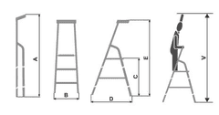 ELKOP Jednostranný hliníkový rebrík JHR 404 - čierne lakované schodnice a plošina, JHR 404