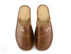 NOWO Pánske papuče z ekologickej kože hnedé plné pánske vip r. 43