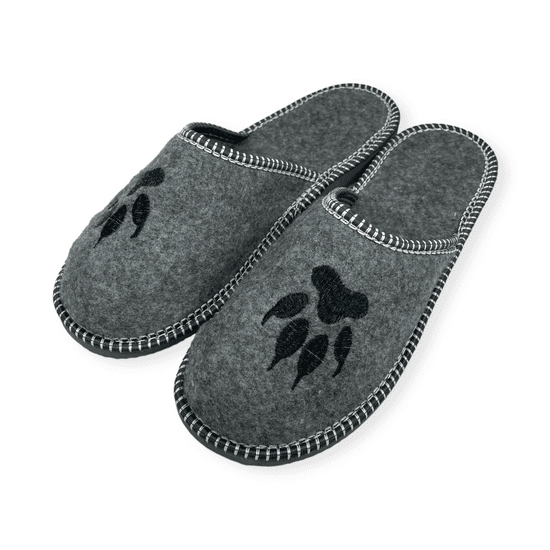 NOWO Pánske sivé plstené papuče s pazúrmi