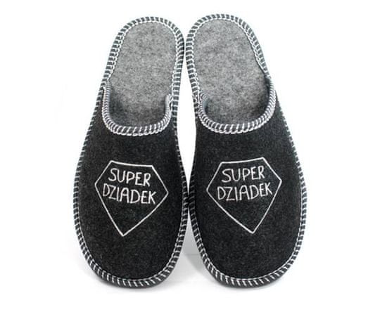 NOWO Pánske plstené papuče čierne super grandpa