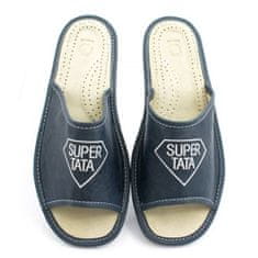 NOWO Pánske kožené papuče super dad navy blue r. 40
