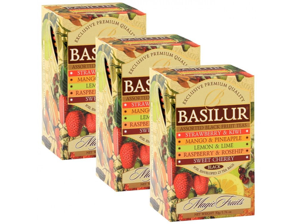 Basilur BASILUR Magic Fruits - Zmes čiernych cejlónskych ovocných čajov, 25x2g, 3