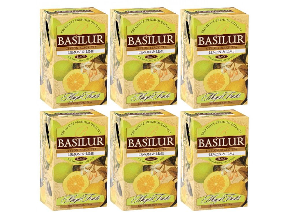 Basilur BASILUR Lemon Lime - Cejlónsky čierny čaj s prírodnou citrónovou a limetkovou arómou, 25x2 g, 6