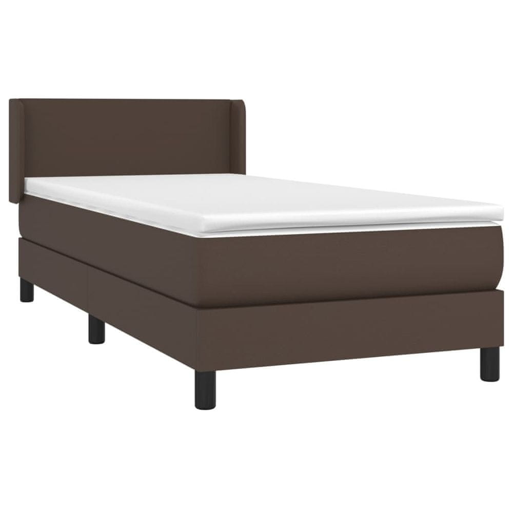 Vidaxl Boxspring posteľ s matracom hnedá 100x200 cm umelá koža