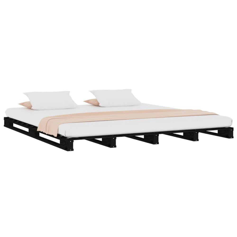 Vidaxl Paletová posteľ, čierna 120x190cm, borovica, malé dvojlôžko