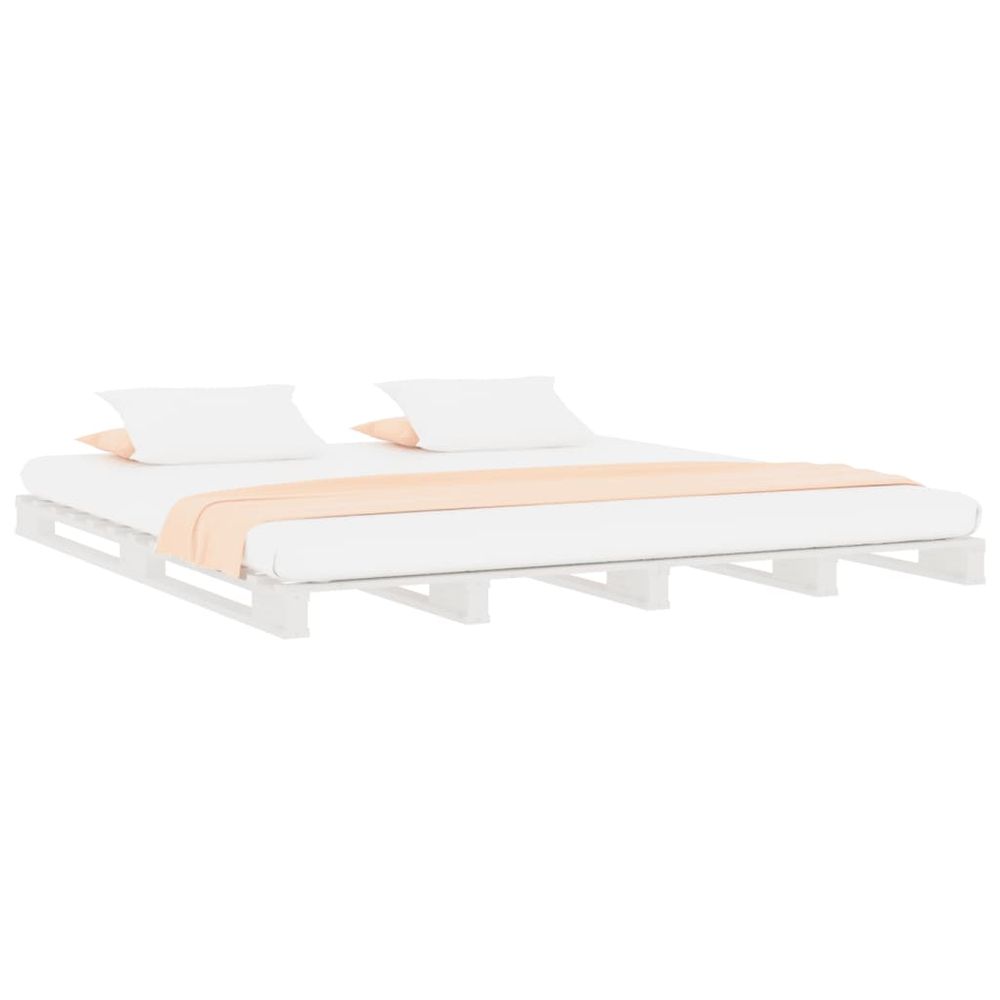 Vidaxl Paletová posteľ, biela 150x200 cm, borovicový masív, King