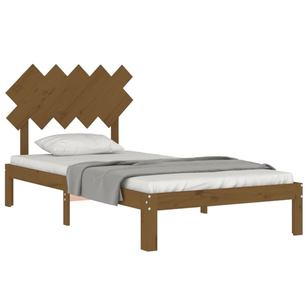 Vidaxl Rám postele s čelom medovohnedý 100x200 cm masívne drevo