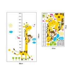 PIPPER. Samolepka na stenu "Detský meter - Žirafa" 100x180 cm