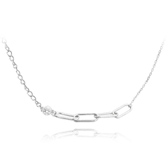 MINET Strieborný náhrdelník v talianskom štýle s bielym zirkónom