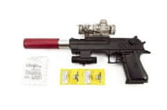Teddies Pištoľ plast / kov 33cm na vodnej guličky + náboje 9-11mm na batérie so svetlom