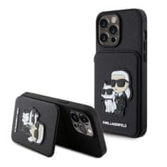 Karl Lagerfeld Zadný kryt PU Saffiano Card Slot Stand Karl and Choupette pre iPhone 15 Pro Max Black
