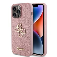 Guess Zadný kryt PU Fixed Glitter 4G Metal Logo pre iPhone 15 Pro Max Pink