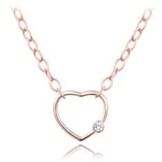 MINET Strieborný náhrdelník z ružového zlata LOVE s bielym zirkónom