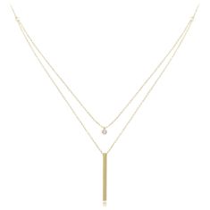 MINET Zlatý dvojitý náhrdelník s bielym zirkónom Au 585/1000 1,90g