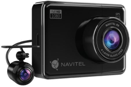 autokamera navitel r 9 dual full hd rozlíšenie vnútorná hlavná predná kamera podsvietený displej gps zadná kamera v balení gsensor