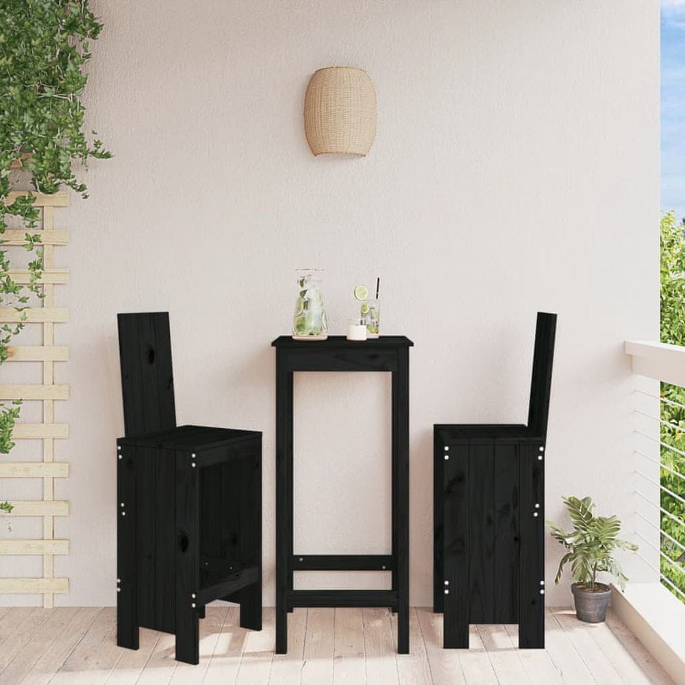 Petromila vidaXL Barové stoličky 2 ks čierne 40x42x120 cm borovicový masív