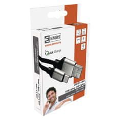 EMOS Nabíjací a dátový kábel USB-A 2.0 / USB-C 2.0, 1 m, čierny