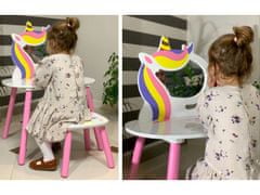 sarcia.eu Biely jednorožec toaletný stolík pre dievčatá + taburetka 60x40x44/80 cm 
