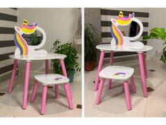 sarcia.eu Biely jednorožec toaletný stolík pre dievčatá + taburetka 60x40x44/80 cm 