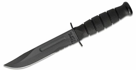 KA-BAR® KB-1257 SHORT BLACK taktický nôž 13,3 cm, celočierny, Kraton, kožené puzdro