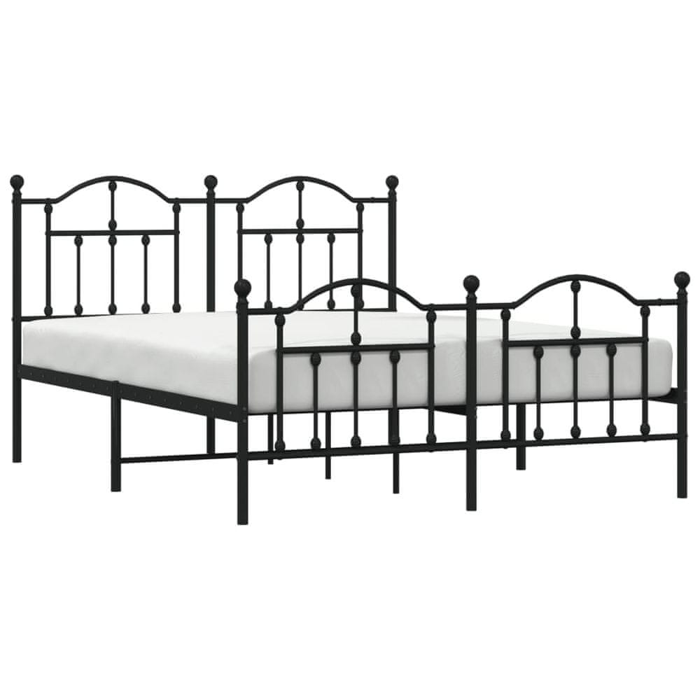 Vidaxl Kovový rám postele s čelom a podnožkou čierny 140x200 cm