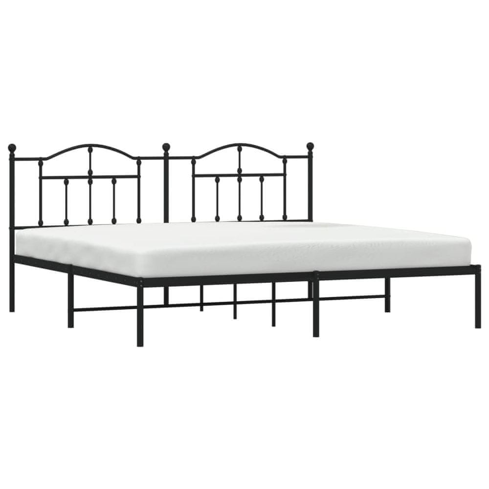 Vidaxl Kovový rám postele s čelom čierny 193x203 cm