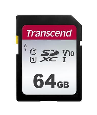 Transcend 64GB SDXC 300S (Class 10) UHS-I U1 V10 pamäťová karta, 100MB/s R, 20 MB/s W