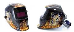 MAR-POL Zváračská kukla samostmievacia s potlačou oheň, čierna MAR-POL