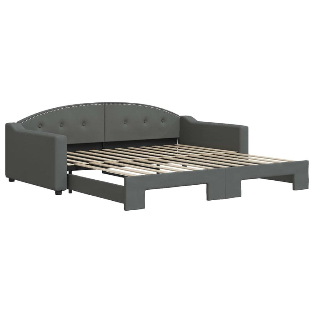 Vidaxl Denná posteľ s rozkladacou posteľou tmavosivá 100x200 cm látka