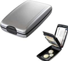 VIVVA® Pánska bezpečnostná peňaženka s blokovaním RIFD – strieborná farba, 105x70x30 mm | CARDO