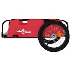 Vidaxl Príves na bicykel červený oxfordská látka a železo