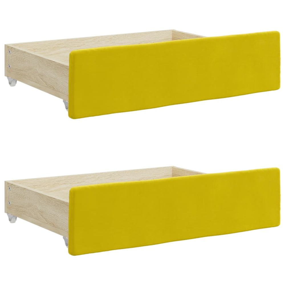Vidaxl Posteľné zásuvky 2 ks žlté kompozitné drevo a zamat