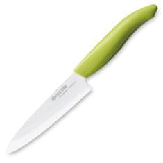 Kyocera keramický nôž s bielou čepeľou, 13 cm dlhá čepeľ, zelená plastová rukoväť