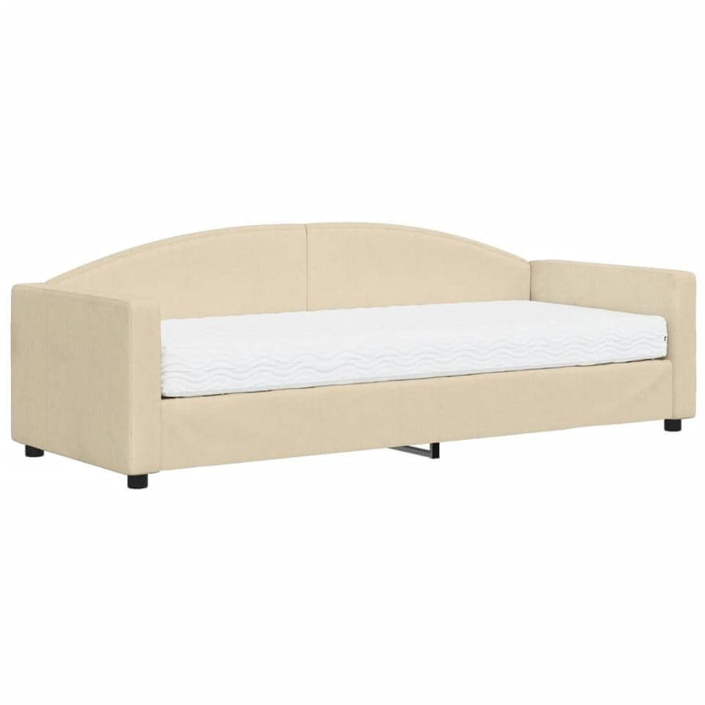 Vidaxl Denná posteľ s matracom krémová 80x200 cm látka