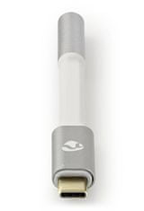 Nedis PROFIGOLD USB-C/USB 2.0 adaptér/ USB-C zástrčka - 3,5 jack mm zásuvka/ nylon/ strieborný/ BOX/ 8cm