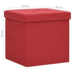 Vidaxl Úložné skladacie taburetky 2 ks vínovo-červené umelý ľan