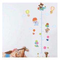 PIPPER. Samolepka na stenu "Detský meter - Zvieratká s balónmi 2" 130x80 cm