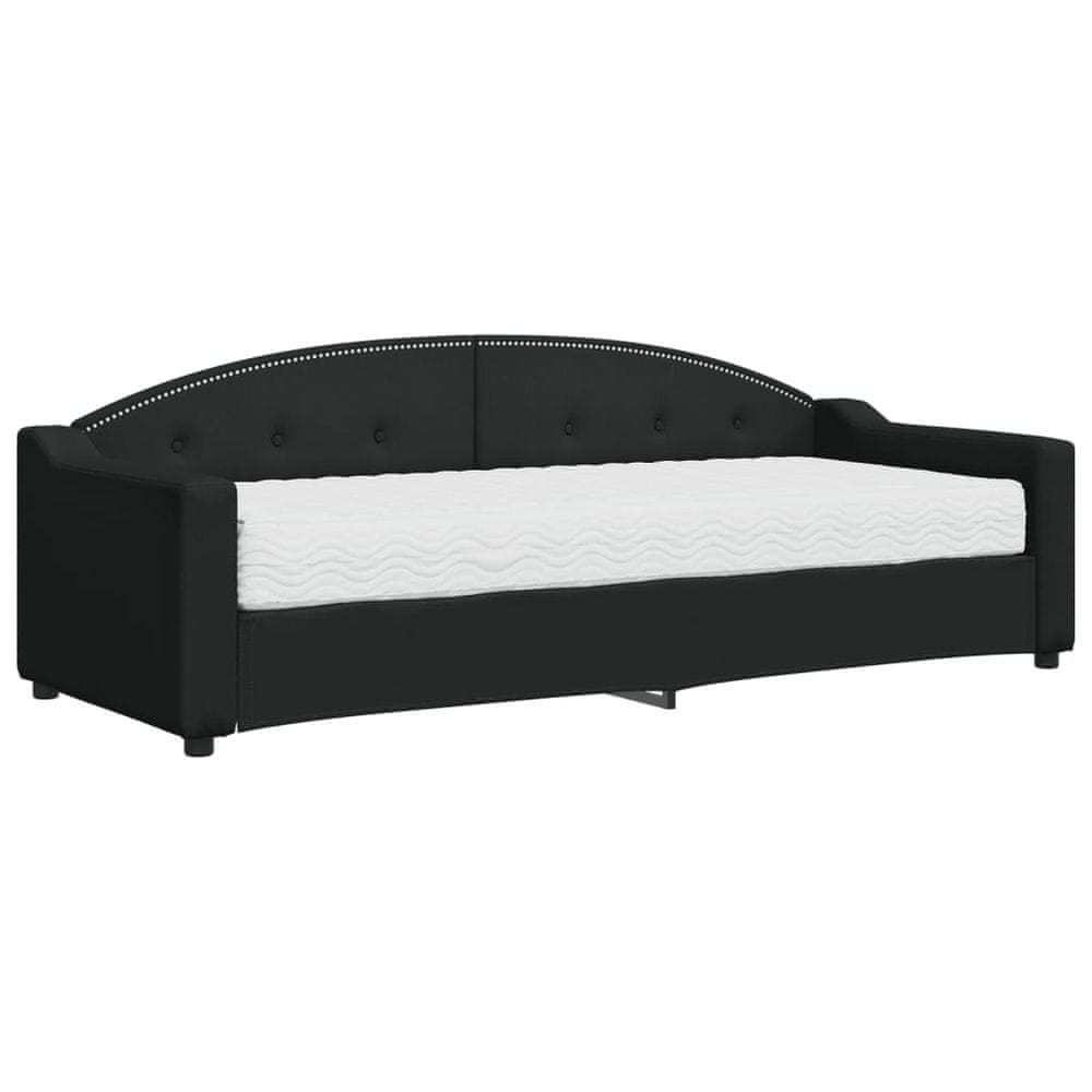 Vidaxl Denná posteľ s matracom čierna 80x200 cm látka